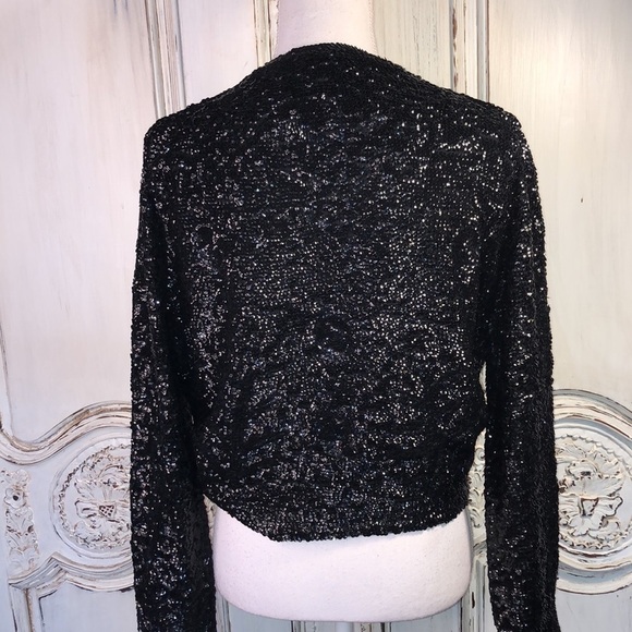 Vintage Gene Shelly’s Boutique International Chic Black Sequins Jacket Size S-M - Picture 8 of 12